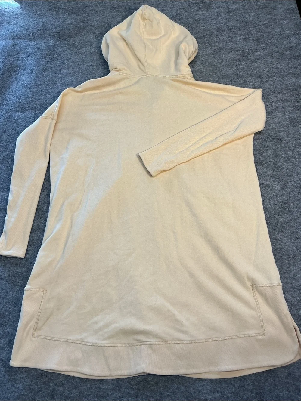 Free People Movement Cream Hooded Zip-Front Long Jacket Size M